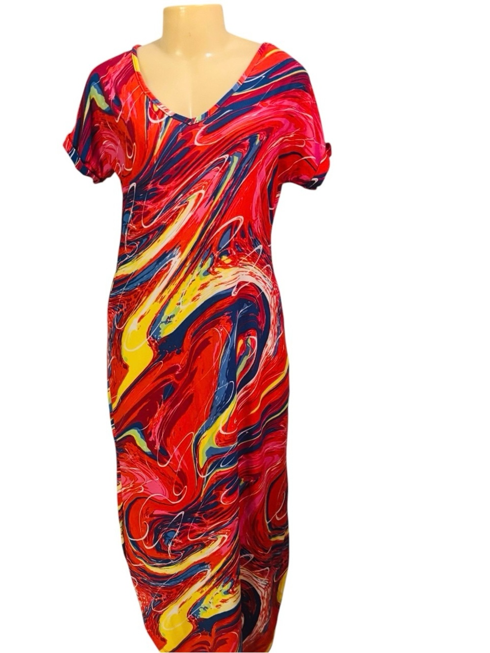 B Famous Sz M Woman Maxi Dress Multi Color